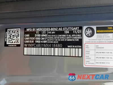 Zdjęcie 12 z 14 samochodu: 2021 MERCEDES-BENZ G 550 VIN:W1NYC6BJ1MX418480 - miniatura