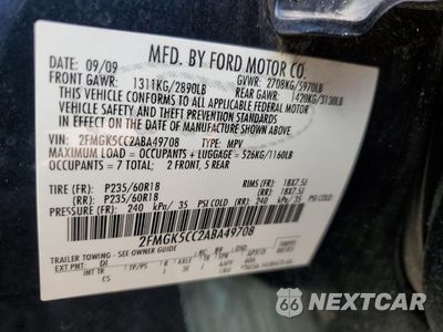 Zdjęcie 13 z 14 samochodu: 2010 FORD FLEX SEL VIN:2FMGK5CC2ABA49708 - miniatura
