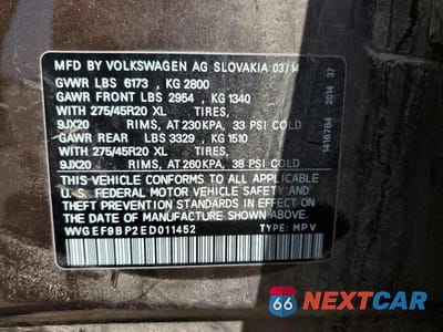 Zdjęcie 13 z 13 samochodu: 2014 VOLKSWAGEN TOUAREG V6 VIN:WVGEF9BP2ED011452 - miniatura