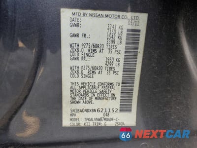 Zdjęcie 13 z 13 samochodu: 2011 NISSAN ARMADA SV VIN:5N1BA0NDXBN621152 - miniatura