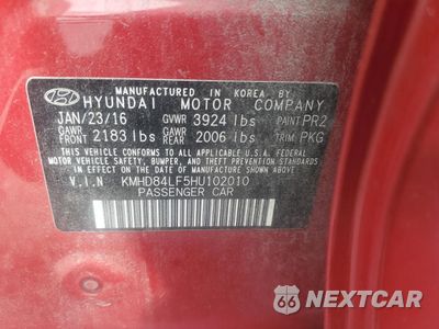 Zdjęcie 12 z 12 samochodu: 2017 HYUNDAI ELANTRA SE VIN:KMHD84LF5HU102010 - miniatura
