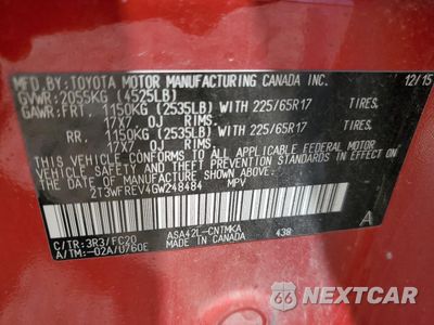 Zdjęcie 12 z 14 samochodu: 2016 TOYOTA RAV4 XLE VIN:2T3WFREV4GW248484 - miniatura