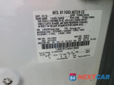 Zdjęcie 12 z 12 samochodu: 2010 LINCOLN MKS VIN:1LNHL9FT7AG613060 - miniatura