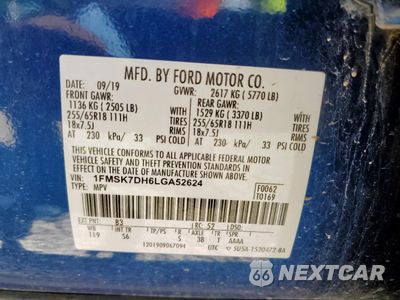 Zdjęcie 13 z 13 samochodu: 2020 FORD EXPLORER XLT VIN:1FMSK7DH6LGA52624 - miniatura