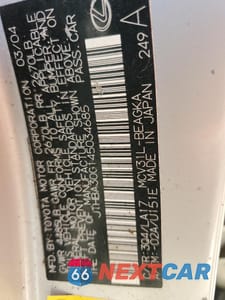 Zdjęcie 12 z 14 samochodu: 2004 LEXUS ES 330 VIN:JTHBA30G145034685 - miniatura