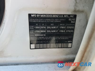 Zdjęcie 13 z 13 samochodu: 2002 MERCEDES-BENZ ML 320 VIN:4JGAB54E92A334814 - miniatura