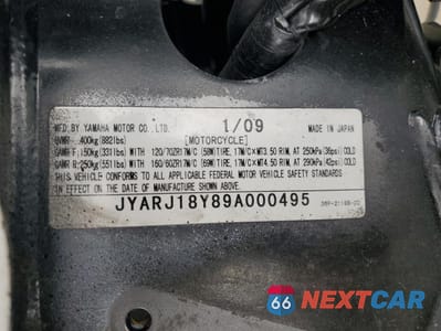 Zdjęcie 8 z 8 samochodu: 2009 YAMAHA FZ6 R VIN:JYARJ18Y89A000495 - miniatura