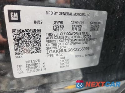 Zdjęcie 13 z 13 samochodu: 2019 GMC ACADIA SLT-1 VIN:1GKKNULS6KZ256094 - miniatura