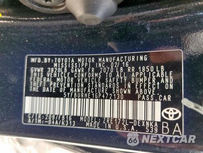 Zdjęcie 13 z 13 samochodu: 2016 TOYOTA COROLLA L VIN:5YFBURHE1GP472130 - miniatura