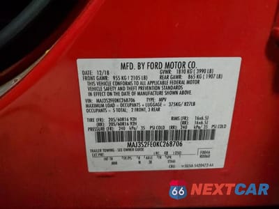 Zdjęcie 13 z 13 samochodu: 2019 FORD ECOSPORT S VIN:MAJ3S2FE0KC268706 - miniatura