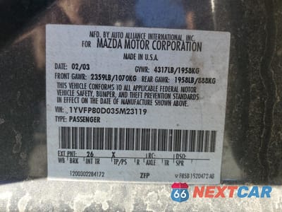 Zdjęcie 12 z 12 samochodu: 2003 MAZDA 6 S VIN:1YVFP80D035M23119 - miniatura