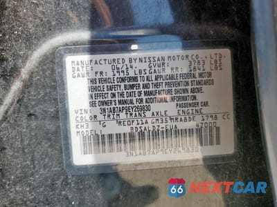 Zdjęcie 12 z 12 samochodu: 2014 NISSAN SENTRA S VIN:3N1AB7AP9EY269830 - miniatura