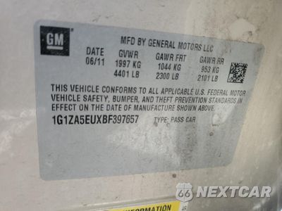 Zdjęcie 12 z 14 samochodu: 2011 CHEVROLET MALIBU LS VIN:1G1ZA5EUXBF397657 - miniatura