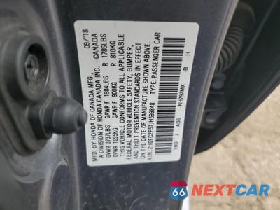 Zdjęcie 12 z 12 samochodu: 2018 HONDA CIVIC LX VIN:2HGFC2F57JH599848 - miniatura