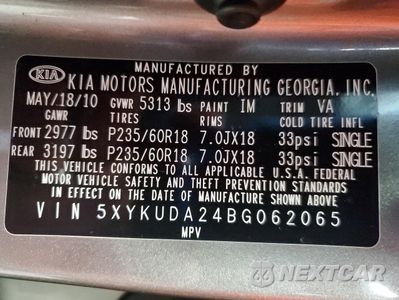 Zdjęcie 13 z 13 samochodu: 2011 KIA SORENTO EX VIN:5XYKUDA24BG062065 - miniatura