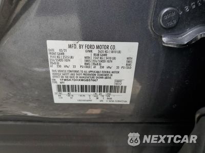 Zdjęcie 12 z 14 samochodu: 2021 FORD EXPLORER XLT VIN:1FMSK7DHXMGB57667 - miniatura