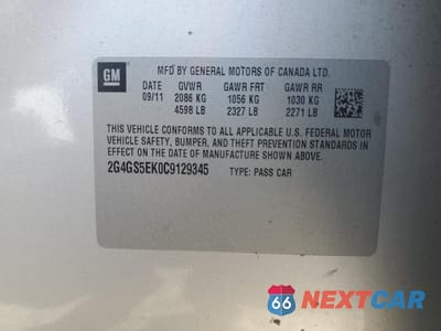 Zdjęcie 12 z 12 samochodu: 2012 BUICK REGAL PREMIUM VIN:2G4GS5EK0C9129345 - miniatura