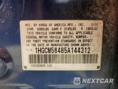 Zdjęcie 12 z 12 samochodu: 2005 HONDA ACCORD LX VIN:1HGCM56485A144312 - miniatura