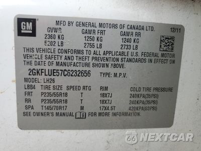 Zdjęcie 14 z 14 samochodu: 2012 GMC TERRAIN SLT VIN:2GKFLUE57C6232656 - miniatura