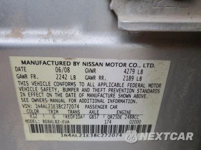 Zdjęcie 12 z 12 samochodu: 2008 NISSAN ALTIMA 2.5 VIN:1N4AL21E38C272074 - miniatura