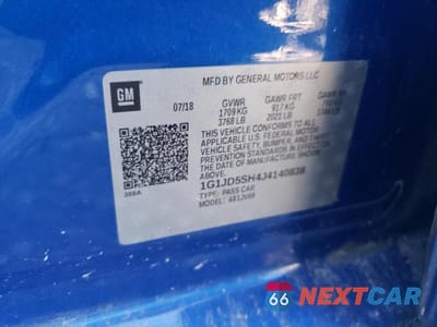 Zdjęcie 13 z 13 samochodu: 2018 CHEVROLET SONIC LT VIN:1G1JD5SH4J4140838 - miniatura