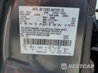 Zdjęcie 12 z 12 samochodu: 2008 MERCURY MARINER VIN:4M2CU81Z88KJ21298 - miniatura