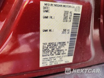 Zdjęcie 12 z 12 samochodu: 2015 NISSAN ALTIMA 2.5 VIN:1N4AL3APXFC245359 - miniatura