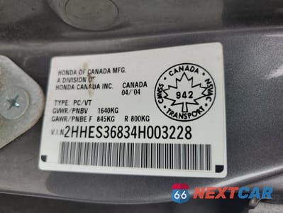 Zdjęcie 13 z 13 samochodu: 2004 ACURA 1.7EL PREMIUM VIN:2HHES36834H003228 - miniatura
