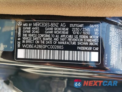 Zdjęcie 12 z 12 samochodu: 1993 MERCEDES-BENZ 300 E 2.8 VIN:WDBEA28E0PC002885 - miniatura