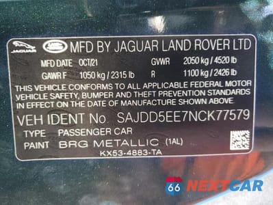 Zdjęcie 12 z 12 samochodu: 2022 JAGUAR F-TYPE VIN:SAJDD5EE7NCK77579 - miniatura