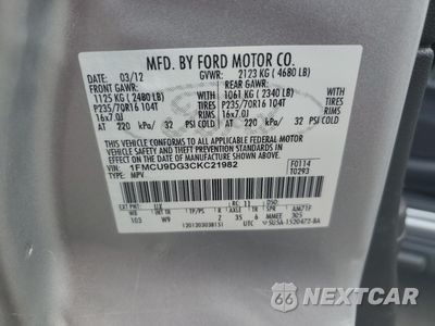 Zdjęcie 13 z 15 samochodu: 2012 FORD ESCAPE XLT VIN:1FMCU9DG3CKC21982 - miniatura