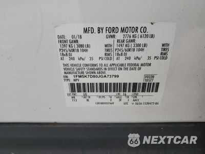Zdjęcie 14 z 16 samochodu: 2018 FORD EXPLORER XLT VIN:1FM5K7D80JGA73799 - miniatura