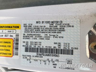 Zdjęcie 12 z 12 samochodu: 2019 FORD FUSION SE VIN:3FA6P0LU6KR184065 - miniatura