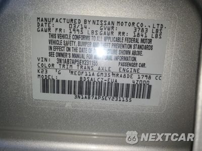 Zdjęcie 12 z 12 samochodu: 2014 NISSAN SENTRA S VIN:3N1AB7AP5EY231155 - miniatura