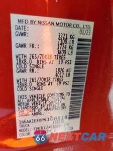 Zdjęcie 13 z 13 samochodu: 2023 NISSAN TITAN SV VIN:1N6AA1EFXPN108818 - miniatura