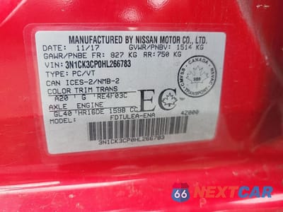 Zdjęcie 12 z 13 samochodu: 2017 NISSAN MICRA VIN:3N1CK3CP0HL266783 - miniatura