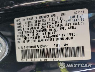 Zdjęcie 14 z 16 samochodu: 2015 ACURA RDX VIN:5J8TB4H35FL006933 - miniatura