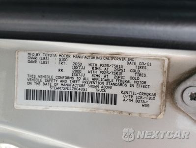 Zdjęcie 12 z 14 samochodu: 2001 TOYOTA TACOMA XTRACAB VIN:5TEWM72N11Z804891 - miniatura