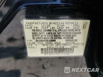 Zdjęcie 12 z 12 samochodu: 2011 NISSAN SENTRA 2.0 VIN:3N1AB6AP3BL659986 - miniatura