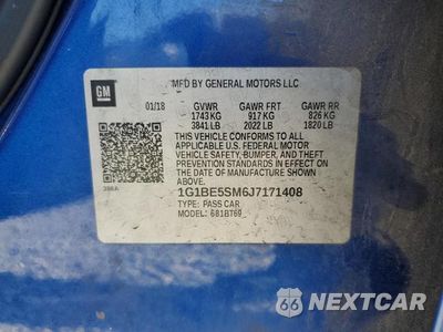 Zdjęcie 12 z 12 samochodu: 2018 CHEVROLET CRUZE LT VIN:1G1BE5SM6J7171408 - miniatura