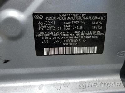 Zdjęcie 12 z 12 samochodu: 2011 HYUNDAI ELANTRA GLS VIN:5NPDH4AE0BH046378 - miniatura