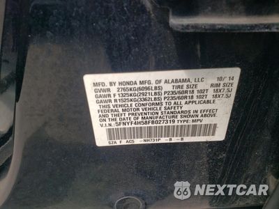 Zdjęcie 12 z 14 samochodu: 2015 HONDA PILOT EXL VIN:5FNYF4H58FB027319 - miniatura