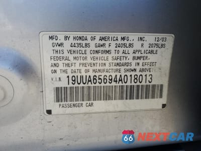 Zdjęcie 12 z 12 samochodu: 2004 ACURA TL VIN:19UUA65694A018013 - miniatura