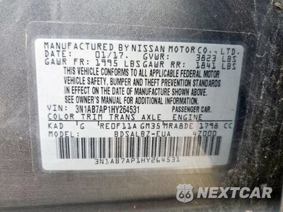 Zdjęcie 12 z 12 samochodu: 2017 NISSAN SENTRA S VIN:3N1AB7AP1HY264531 - miniatura