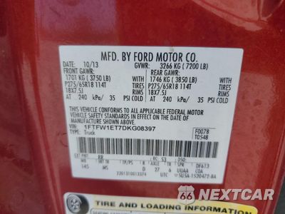 Zdjęcie 12 z 14 samochodu: 2013 FORD F150 SUPERCREW VIN:1FTFW1ET7DKG08397 - miniatura
