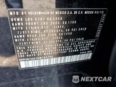 Zdjęcie 13 z 14 samochodu: 2019 VOLKSWAGEN TIGUAN SE VIN:3VV3B7AX1KM154780 - miniatura