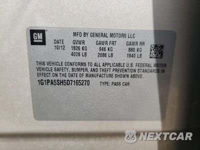 Zdjęcie 12 z 12 samochodu: 2013 CHEVROLET CRUZE LS VIN:1G1PA5SH5D7165270 - miniatura