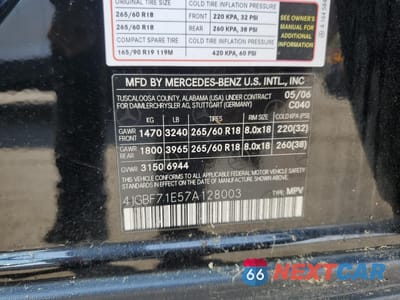 Zdjęcie 13 z 13 samochodu: 2007 MERCEDES-BENZ GL 450 4MATIC VIN:4JGBF71E57A128003 - miniatura