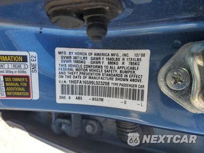 Zdjęcie 12 z 14 samochodu: 2009 HONDA CIVIC LX VIN:1HGFA16599L023208 - miniatura