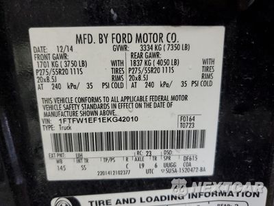 Zdjęcie 12 z 12 samochodu: 2014 FORD F150 SUPERCREW VIN:1FTFW1EF1EKG42010 - miniatura